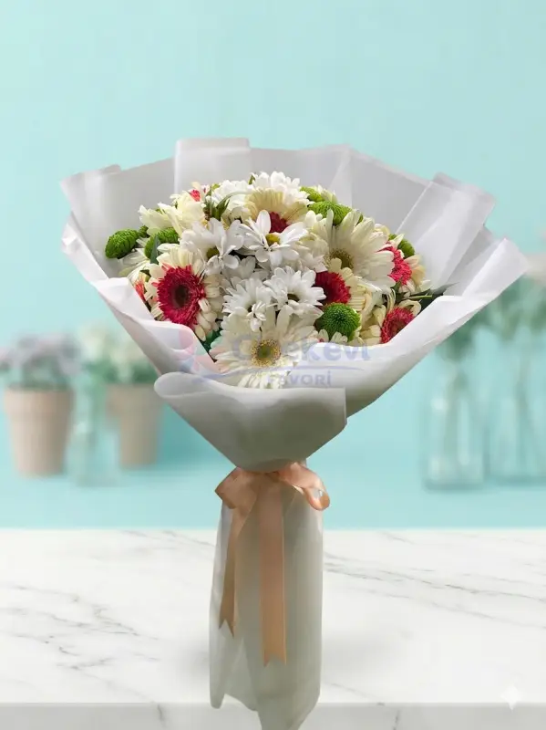 Şık Gerbera ve Papatya buketi - Atakum Çiçekçim