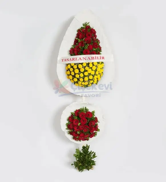 Kirmizi Gerbera Ve Sari Cinya 2 Li Celenk - Atakum Çiçekçim