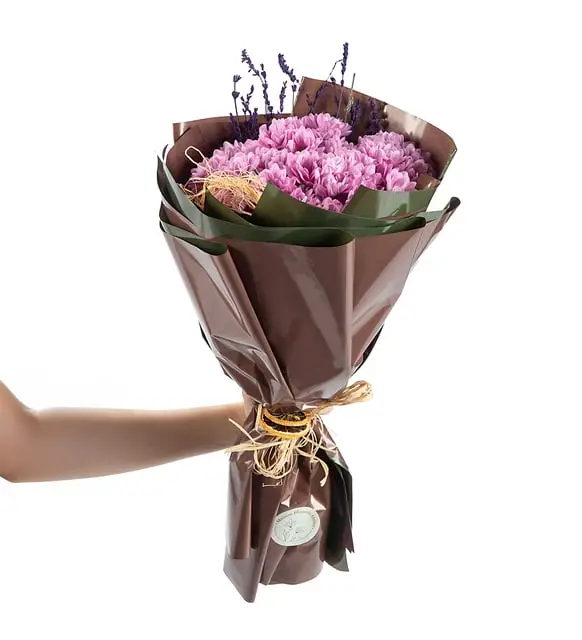 Koyu ve Açık Kahve Bukette Pembe Papatyalar - Atakum Çiçekçim